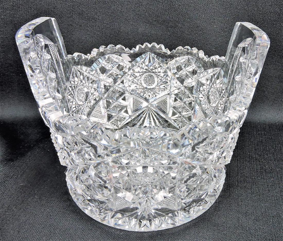 American Brilliant Period cut glass: ice tub pattern onf Pearson III cover, 7"w, 5 1/2"h