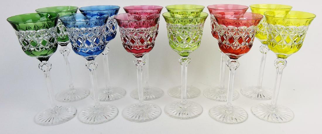 Set of 12 Bohemian cut to clear: wine goblets, 7 1/2"