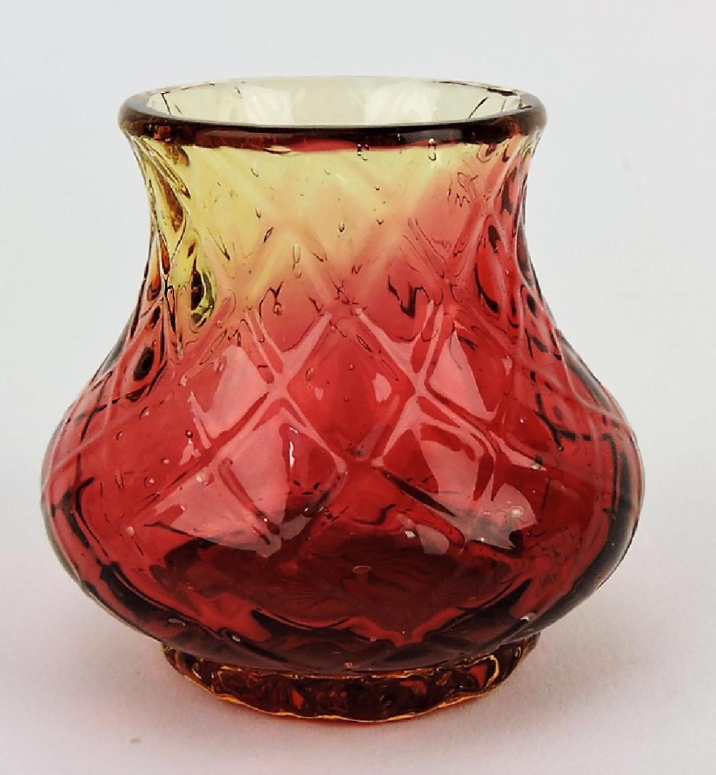 Reverse amberina diamond quilted: toothpick holder, 2"