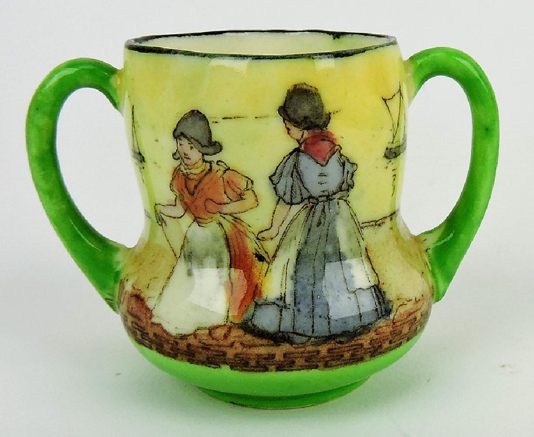 Royal Doulton two handled toothpick: holder with Dutch women, 2"