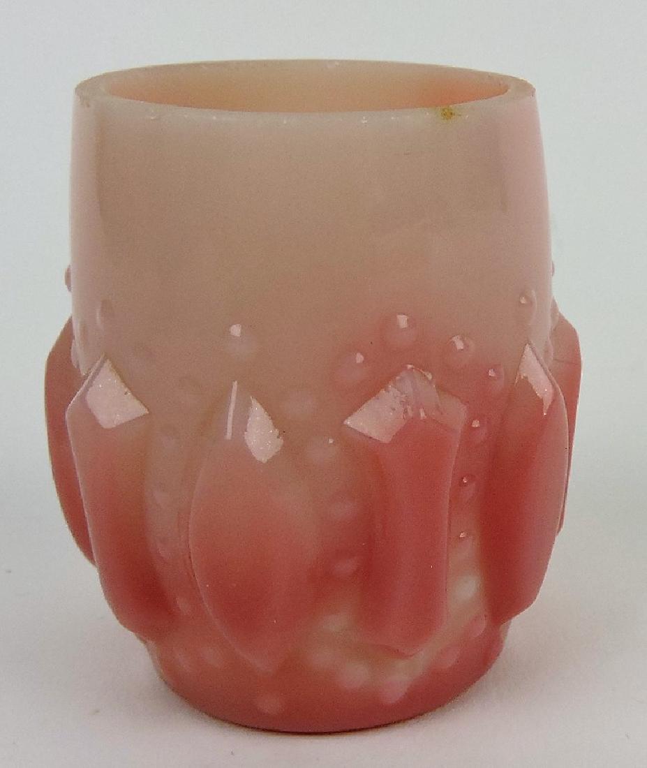 Consolidated pink opaque toothpick: holder, 2 1/4"
