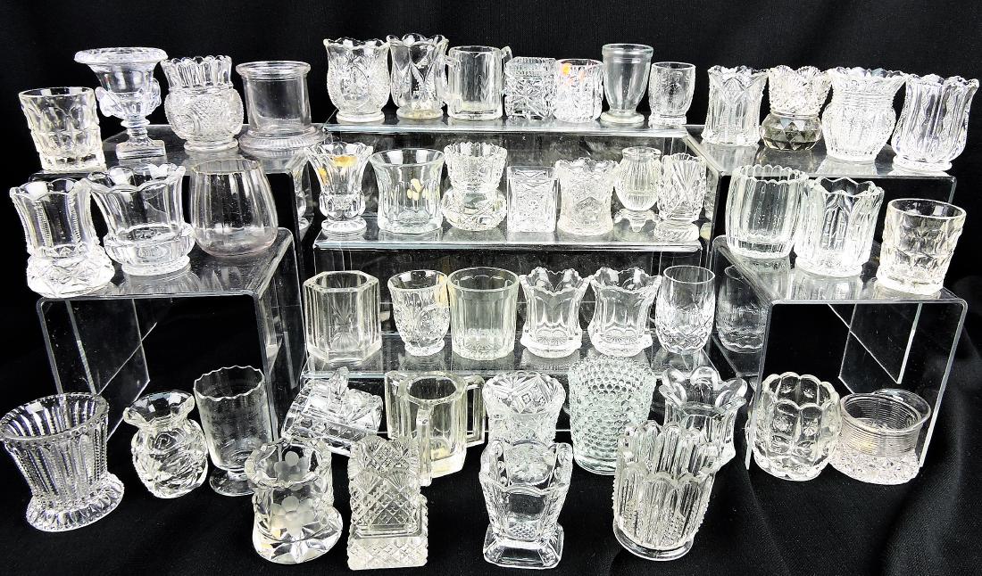 EAPG clear and cut glass group: of 48 toothpick holders