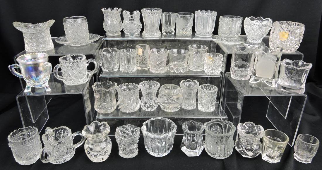 EAPG clear and cut glass group: of 39 toothpick holders