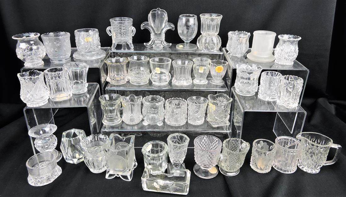 EAPG clear and cut glass group: of 41 toothpick holders