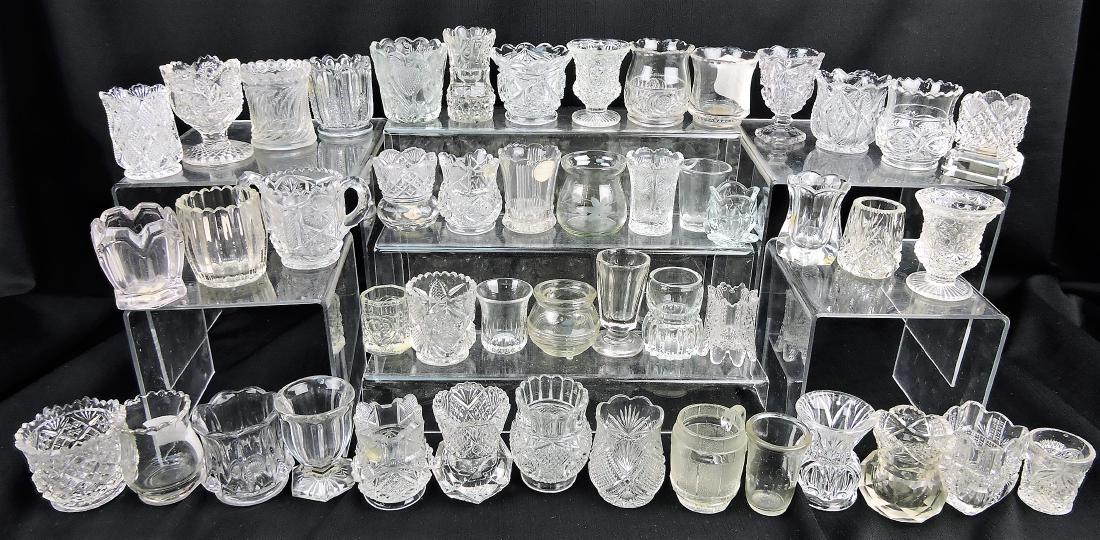 EAPG clear and cut glass group: of 48 toothpick holders