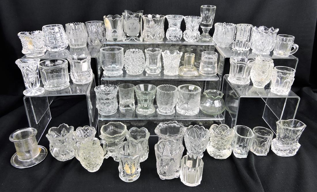 EAPG clear and cut glass group: of 47 toothpick holders