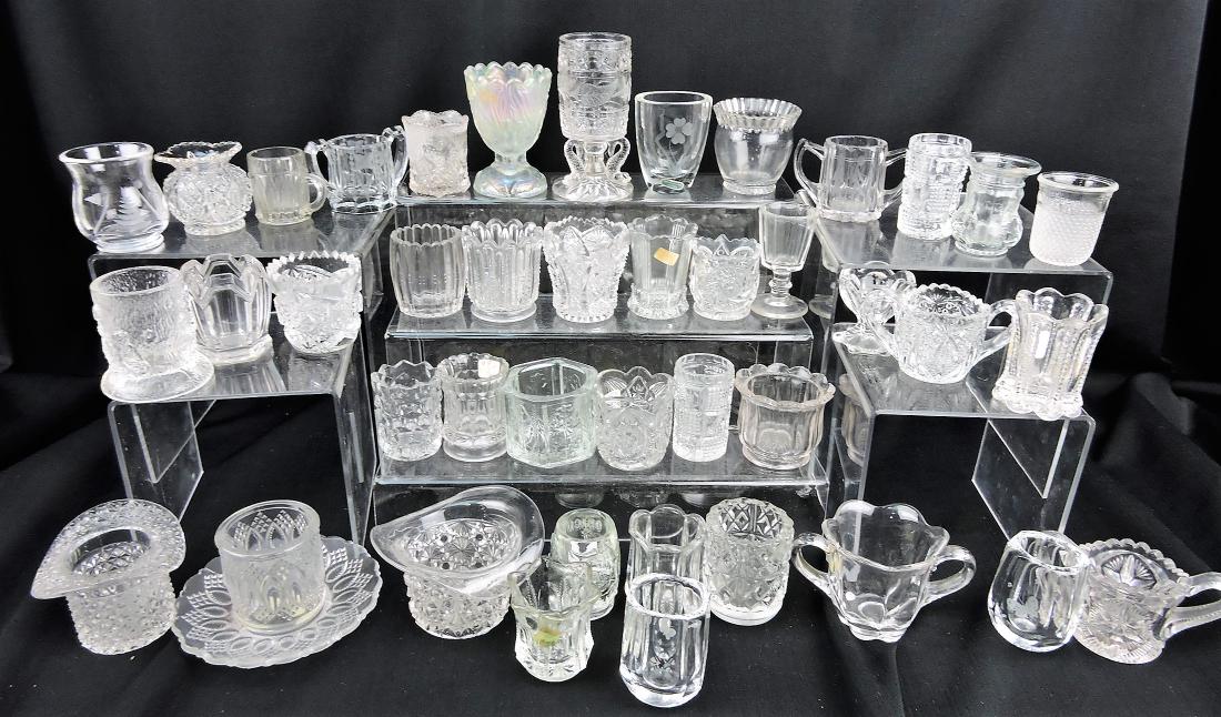 EAPG clear and cut glass group: of 40 toothpick holders