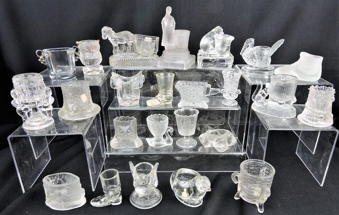 EAPG clear figural group of 24: toothpick holders