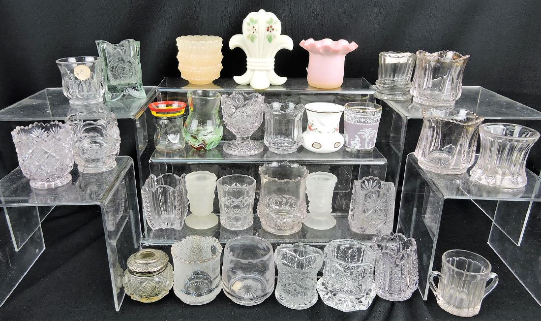 Assorted glass group of 30 toothpick: holders