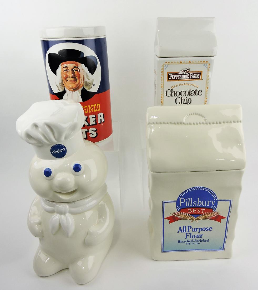 Cookie jar lot of 4; Quaker Oats,: Pepperidge Farms, Pillsbury Doughboy, Flour Sack