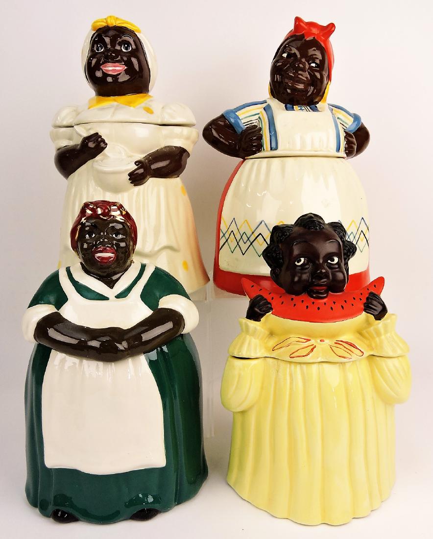 Black Mammy lot of 4 cookie: jars