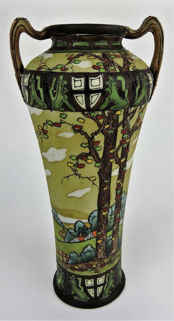 Nippon Woodland vase, 10": .