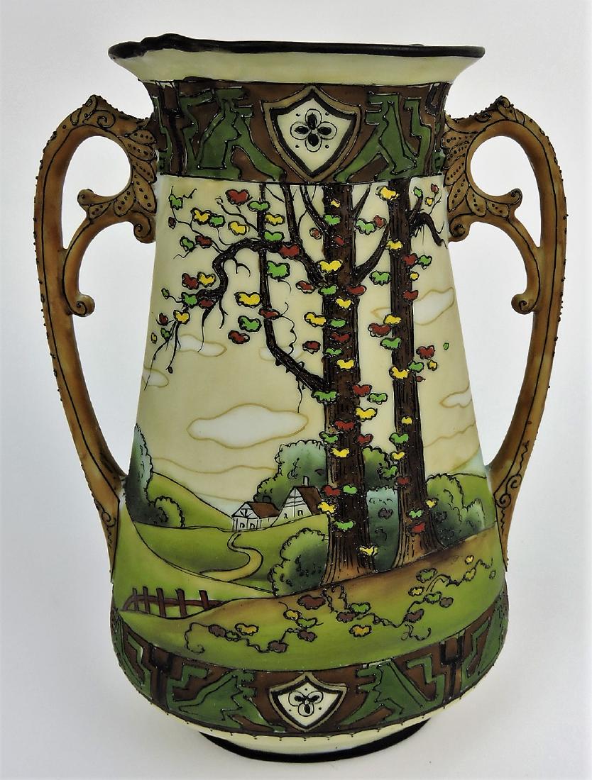 Nippon Woodland vase, 9": .