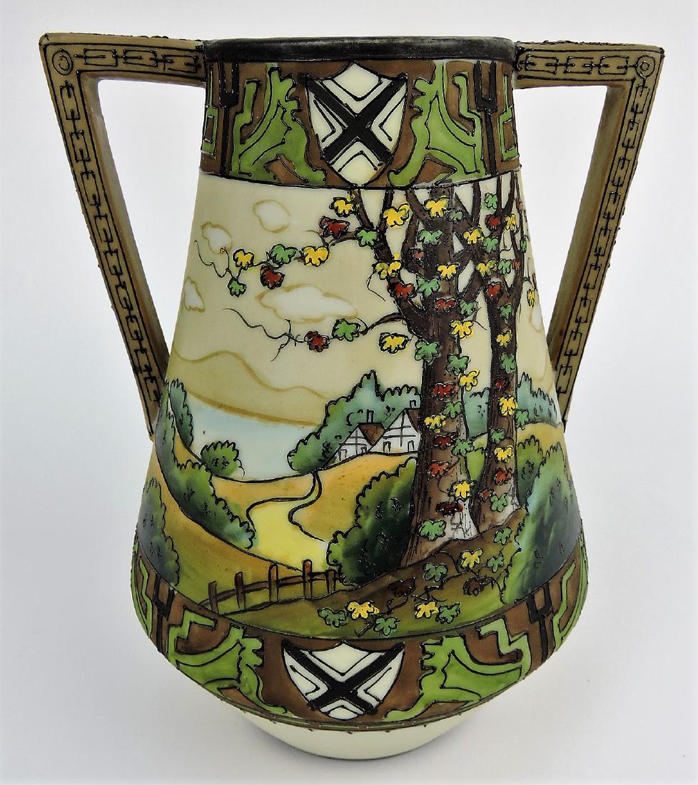 Nippon Woodland vase, 8": .