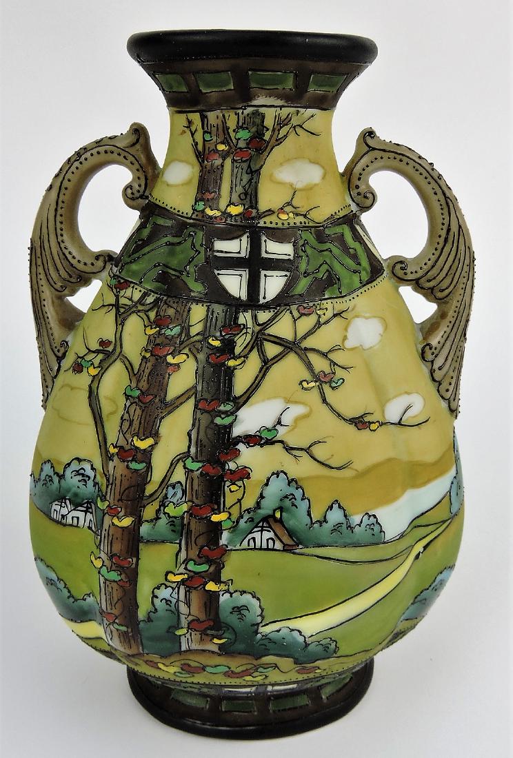 Nippon Woodland vase, 8": .