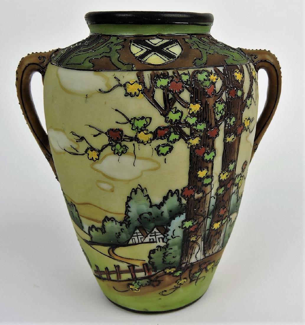 Nippon Woodland vase, 4 1/2": .