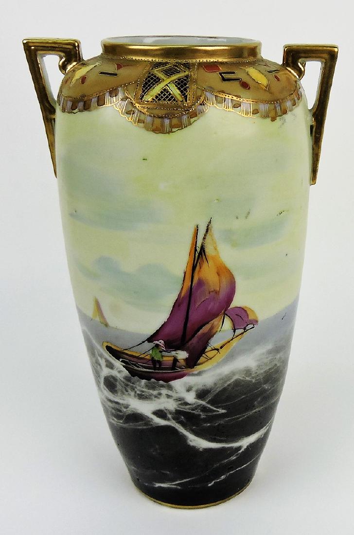 Nippon 9 1/2" vase with sailboat: scene