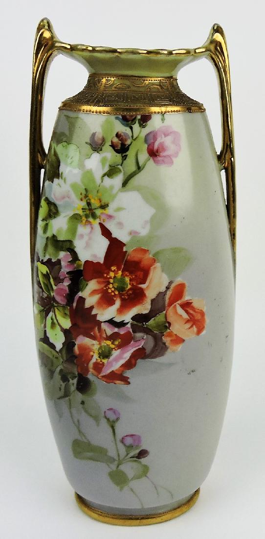 Nippon 12" two handled floral vase: .