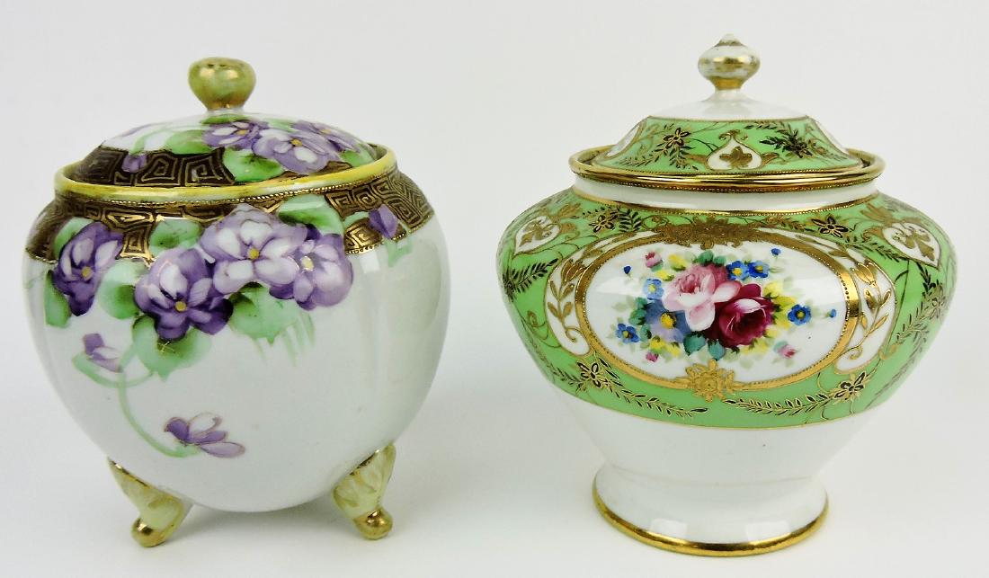 Nippon lot of 2 cracker jars with: floral motif