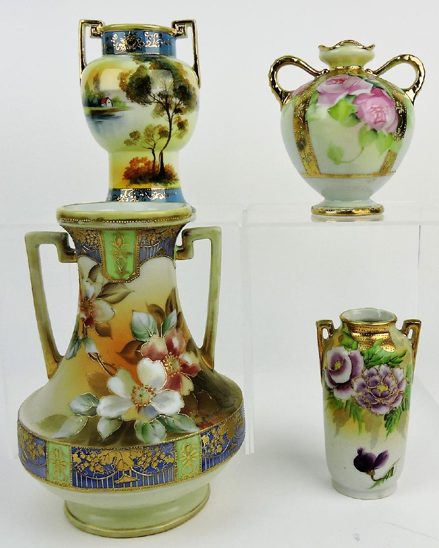 Nippon lot of 4 vases, 4 1/2" to: 7 1/2"