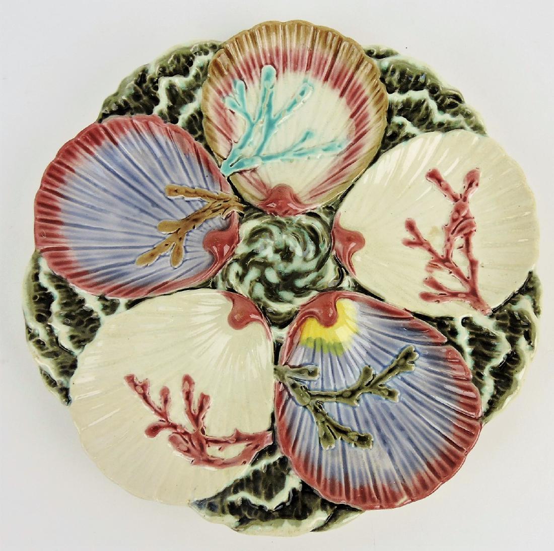 Wedgwood majolica five well oyster: plate, 9"