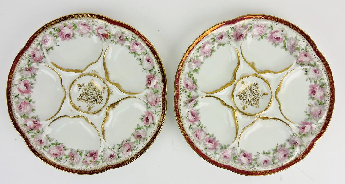Theodore Haviland pair of five well: oyster plates, 8 1/2"