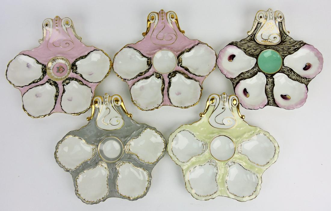 J.W. Boteler lot of 5 porcelain oyster: plates, 9"