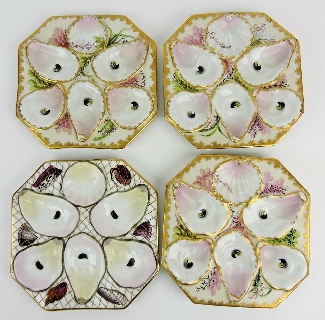 Porcelain lot of 4 - 8" five well: oyster plates