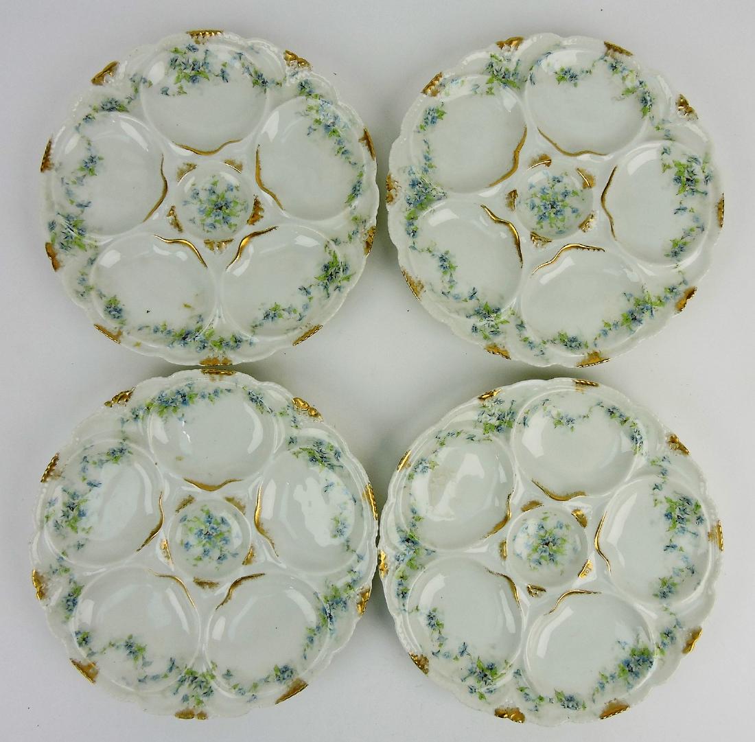 Haviland set of 4 - 8 1/2" porcelain: five well oyster plates