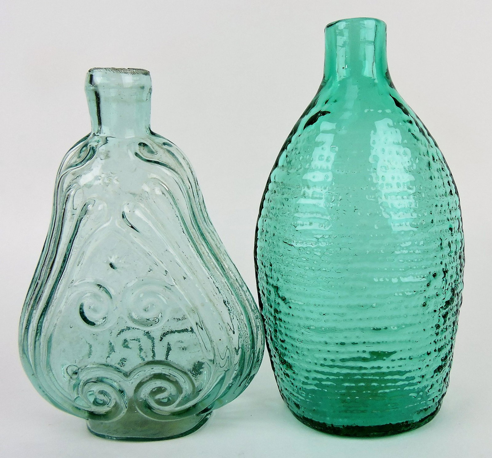 Lot of 2 early bottle flasks: .