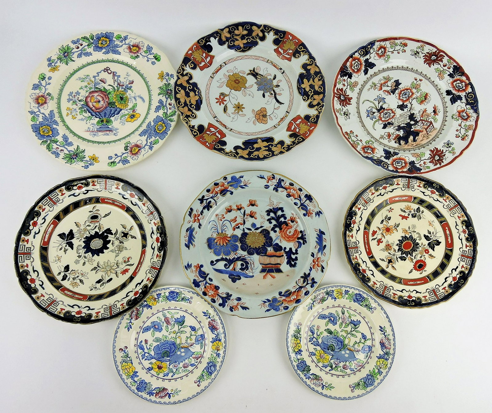 Mason's ironstone lot of 8 plates,: various condition