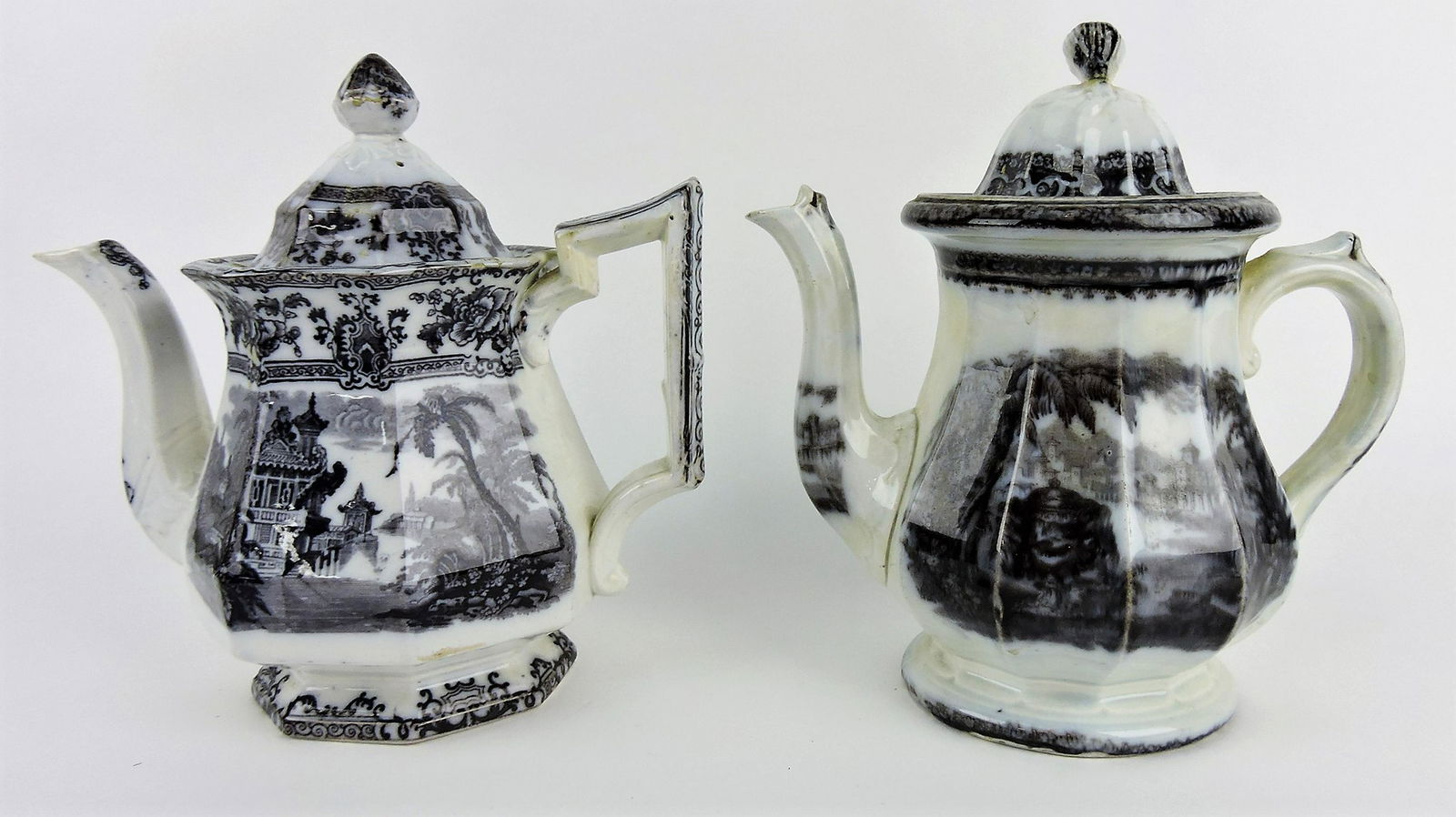 Mulberry transferware lot of 2 coffee: pots