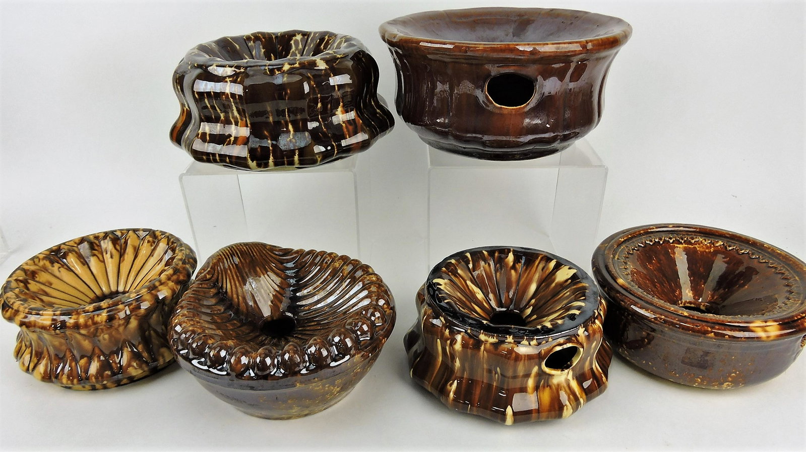 Bennington Rockingham lot of 6: spittoons