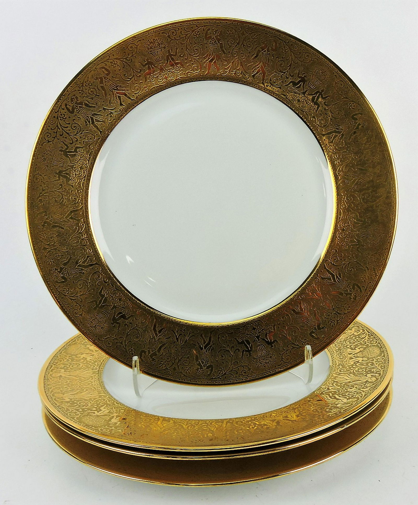 H & Co Bavaria set of 4 - 10 3/4": cabinet plates with gold rims