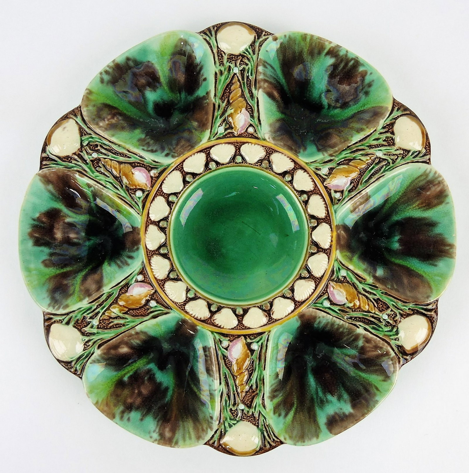Minton majolica mottled 9" oyster: plate