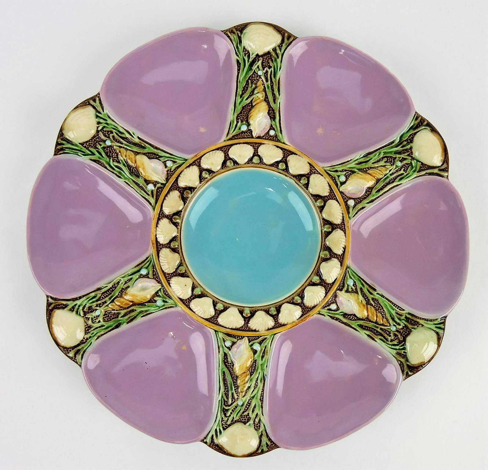 Minton majolica pink 9" oyster plate: .