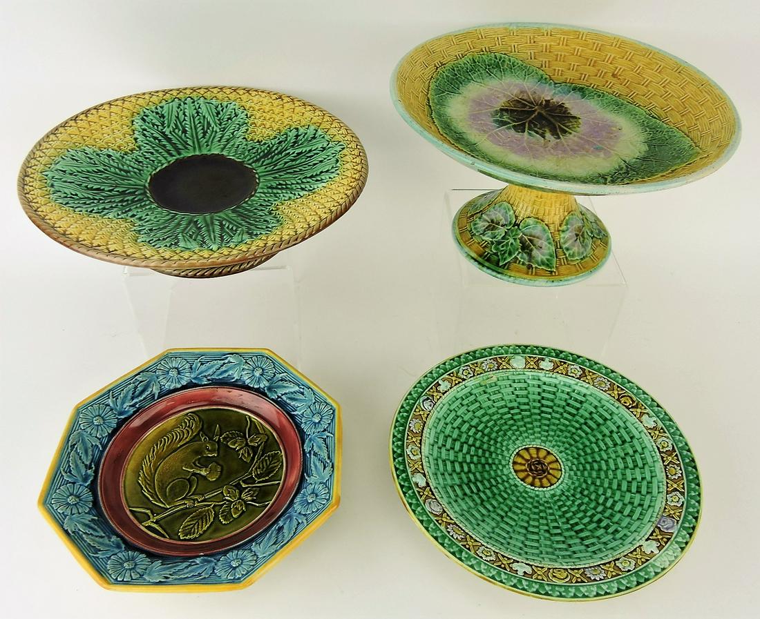 Majolica lot of 4 compotes: .