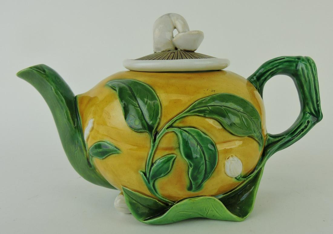 Minton majolica lemon figural teapot: .