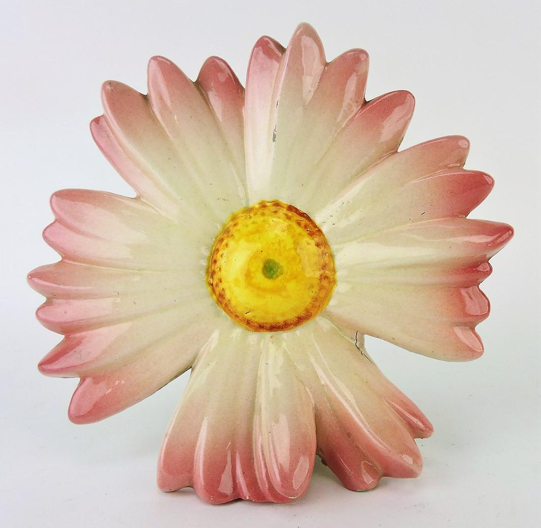 Delphin Massier majolica pink: flower form vase, 8"