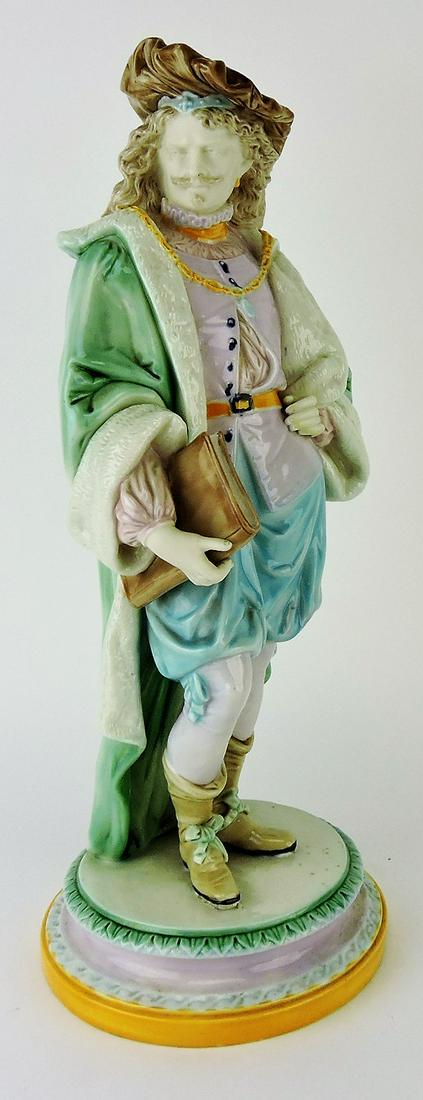 Majolica glazed parian figure of: Renaissance man, c.1870, attributed to W.H. Goss, 16 1/2"