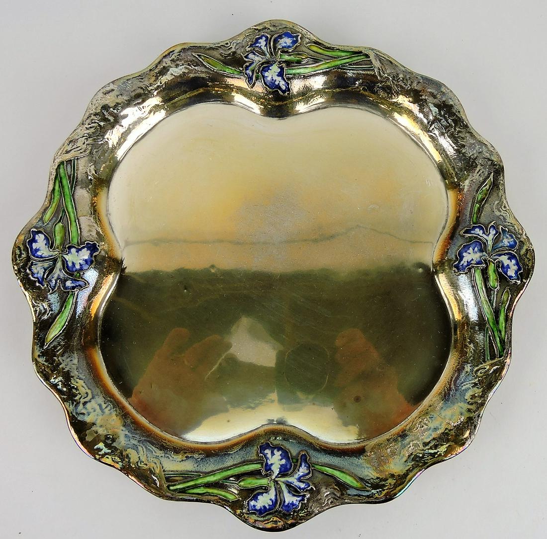 Sterling silver 12" tray with enameled (1 of 4)