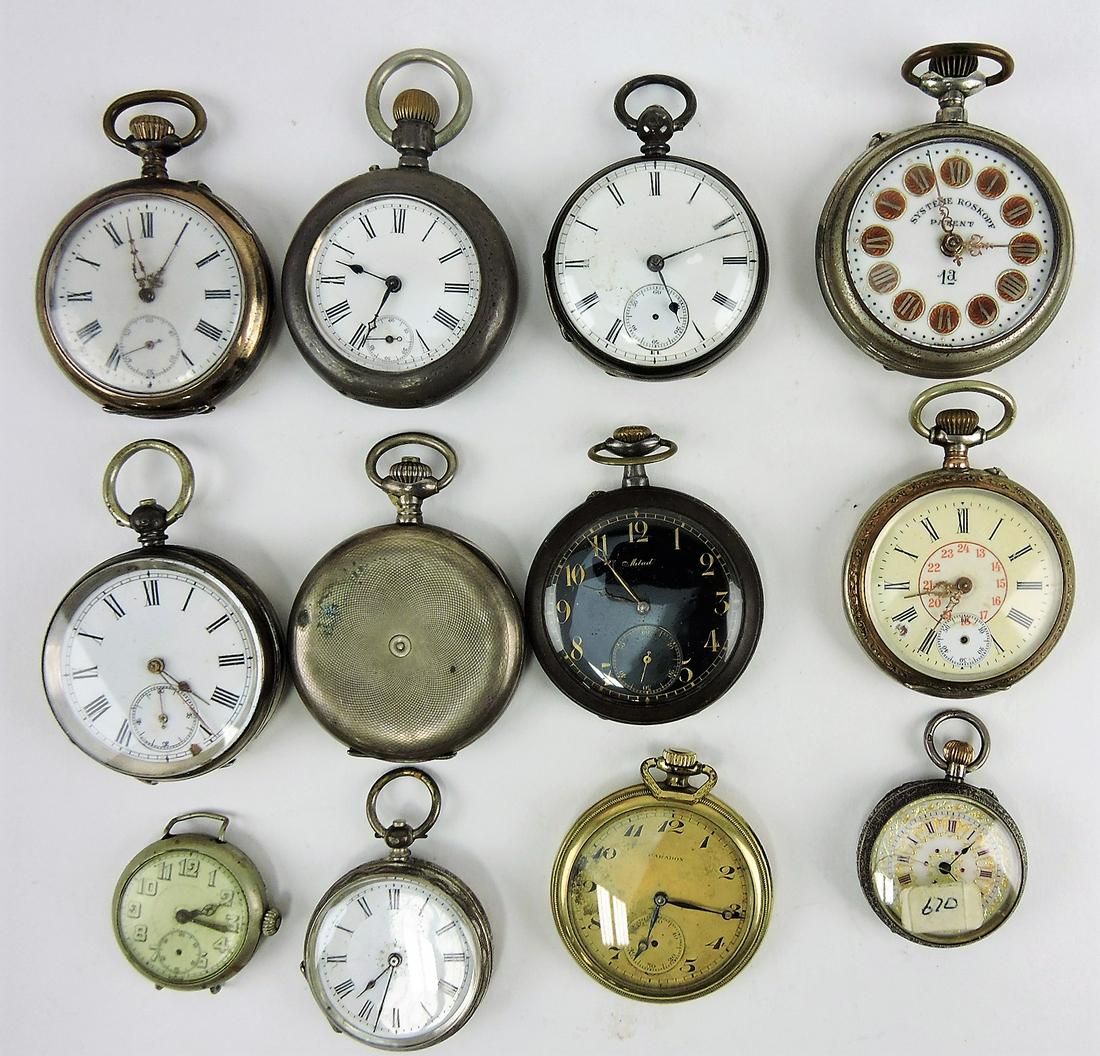 Pocket watch lot of 11 and one (1 of 2)