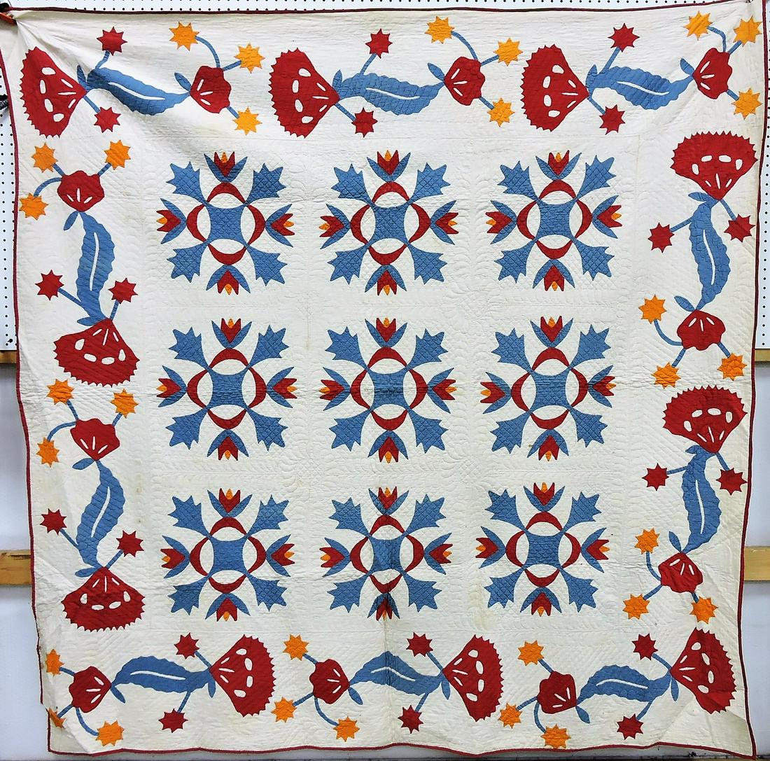 Early applique quilt, 78"x79" (1 of 2)