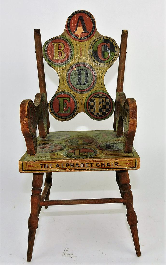 Early wooden alphabet arm chair, (1 of 2)