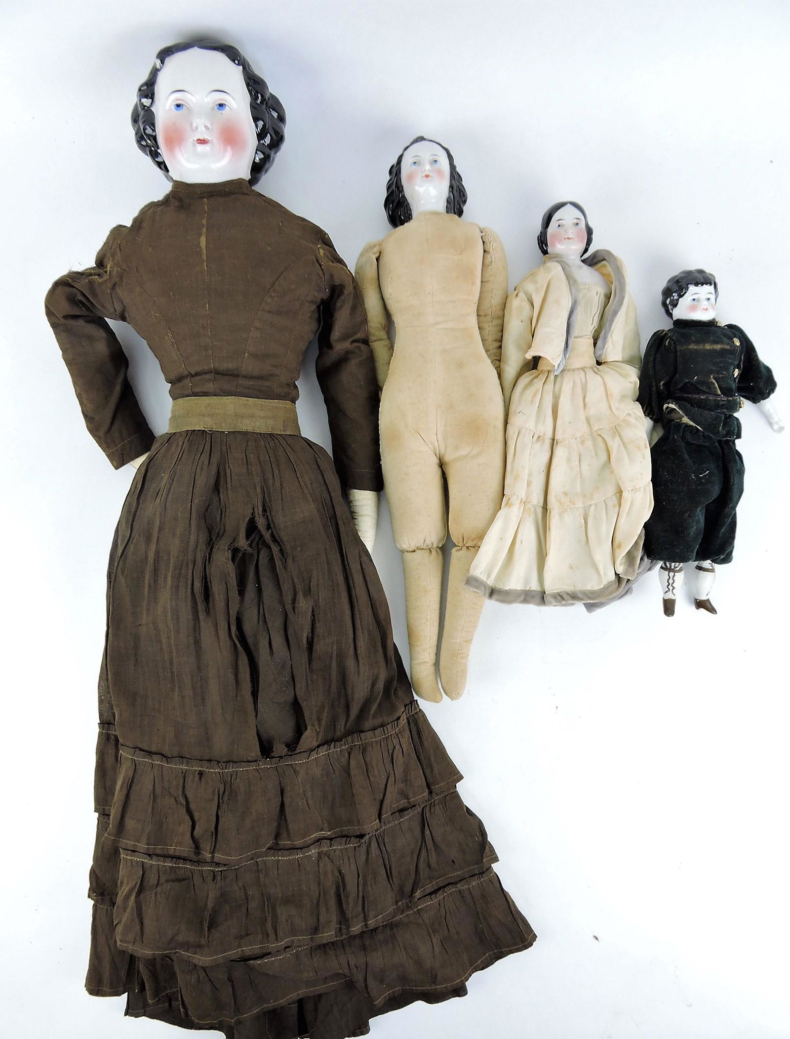 German lot of 4 china head dolls, (1 of 2)