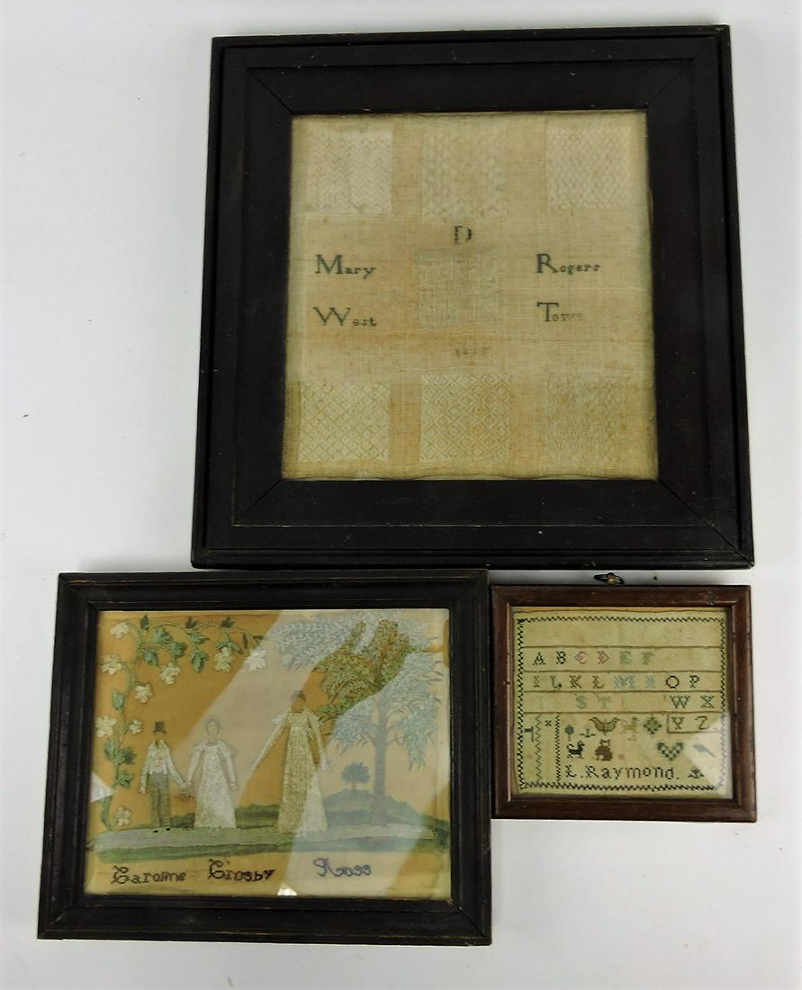 Lot of 3 framed samplers and needle (1 of 4)