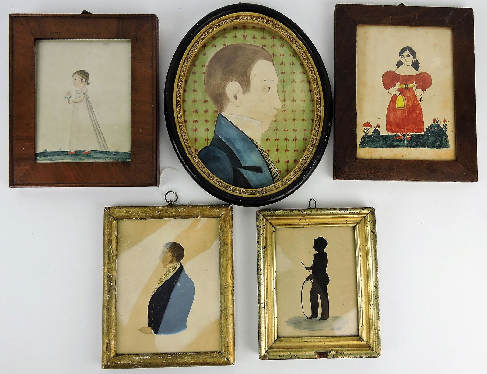Lot of 5 early watercolor portraits (1 of 6)