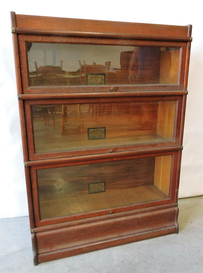 Oak 3 section lawyers bookcase, (1 of 1)