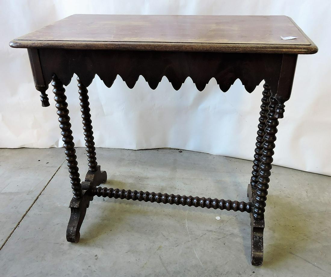 Walnut spool leg lamp table (1 of 1)