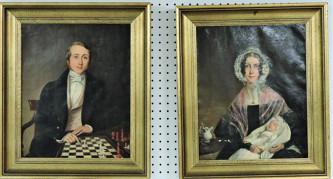 Pair of early oil on canvases, one of (1 of 6)